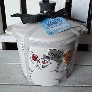 Rae Dunn Snowman Baker with Black Hat and White Base